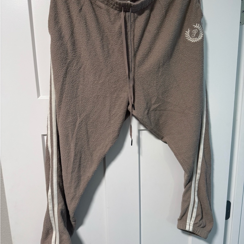 Brown Jogger Pants with White Stripes
